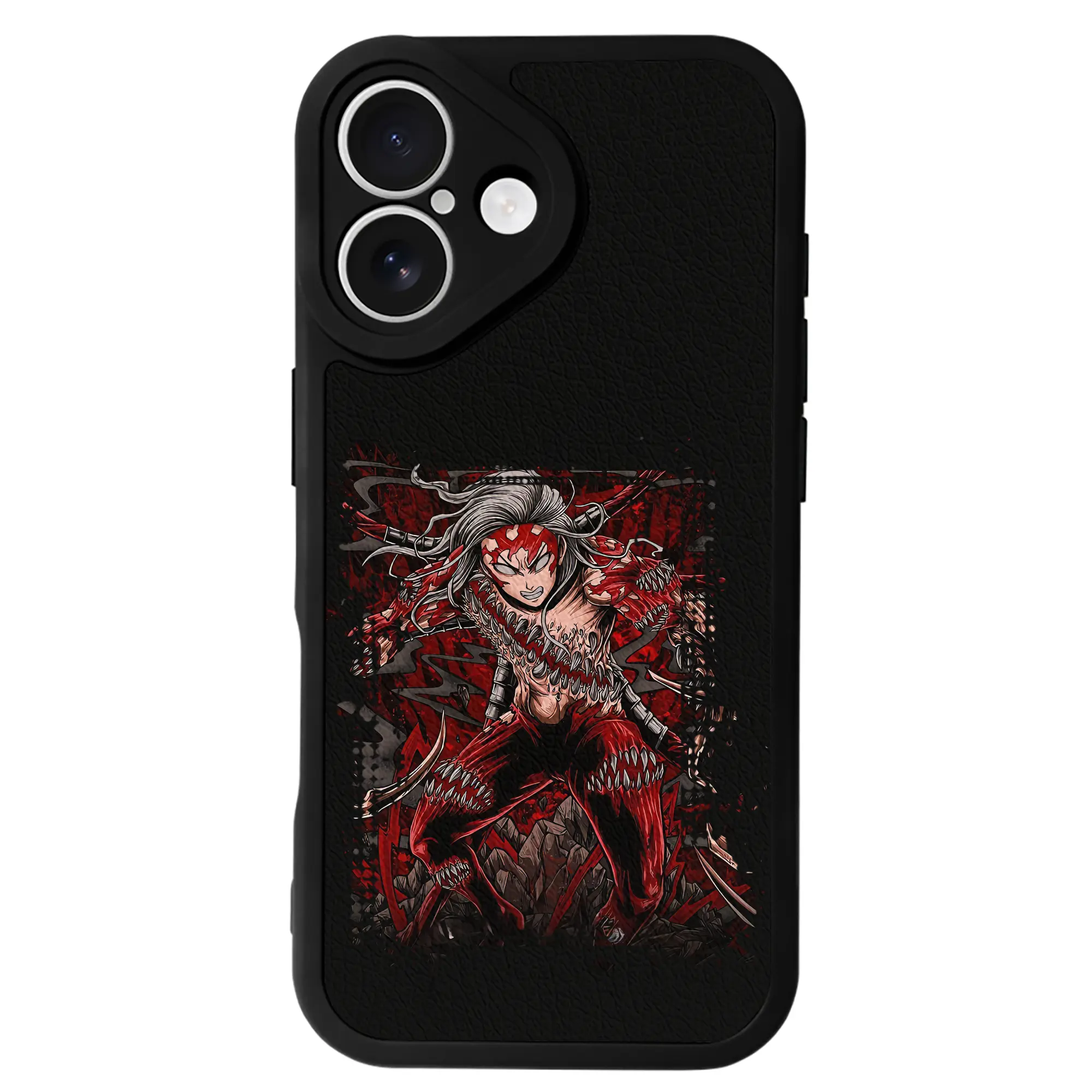 鬼滅の刃 グッズ,鬼舞辻 無惨 - IPhone 16シリーズ対応 ・ シリコンスマホケース ・ レザー調 ・ 高精度フィット ・ 耐衝撃 ・ ワイヤレス充電対応 ・ 精密カット